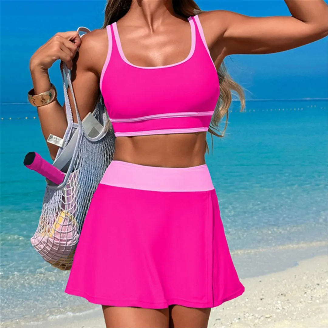 S - XL 10 Colors Splicing Female Swimsuit High Waist Bikini Two-pieces Bikini set Women Swimwear Bather Bathing Suit Swim V6998