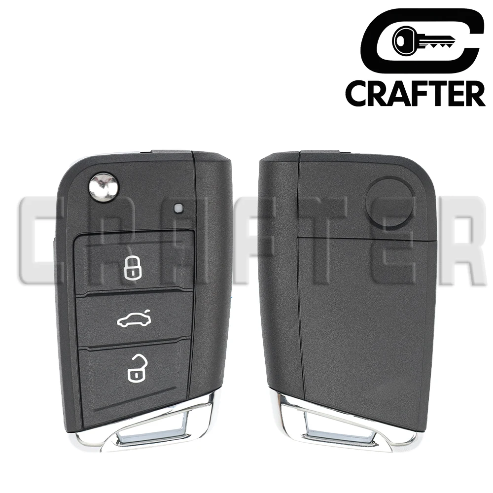 Key Crafters 5G0959752 Flip Remote Car Key Shell Case 3 Buttons WIth Cutting Service For VW Volkswagen Flip Blade HU66 Or HU162T
