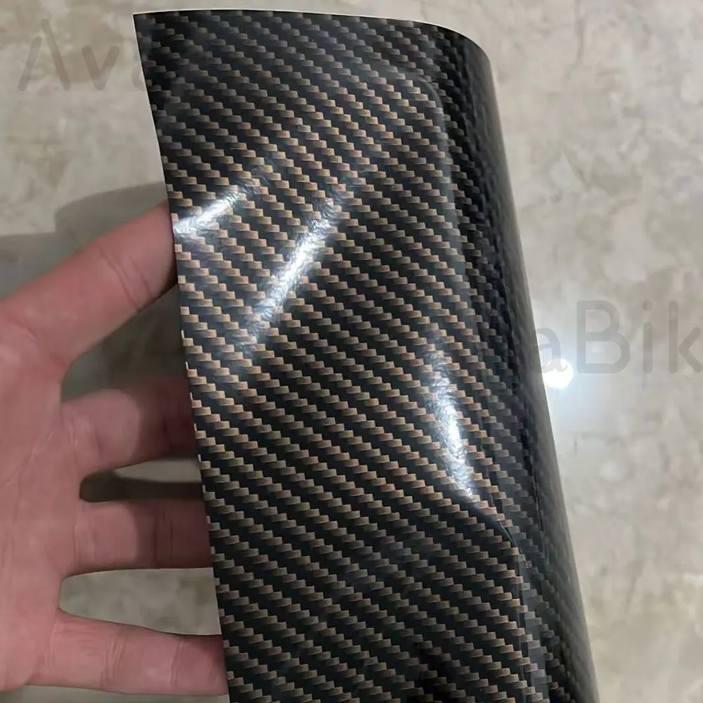 20/50cm x152cm High Glossy 2D Gold Carbon Fiber Vinyl Car Wrap Film with Air Release Self Adhesive Decal Sticker Car Accessories