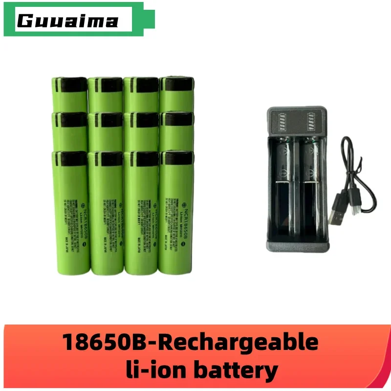 Original NCR18650B batteries Rechargeable lithium battery 18650 Battery 3.7V 3400mAh 34B pour lamp de poche chargeur USB