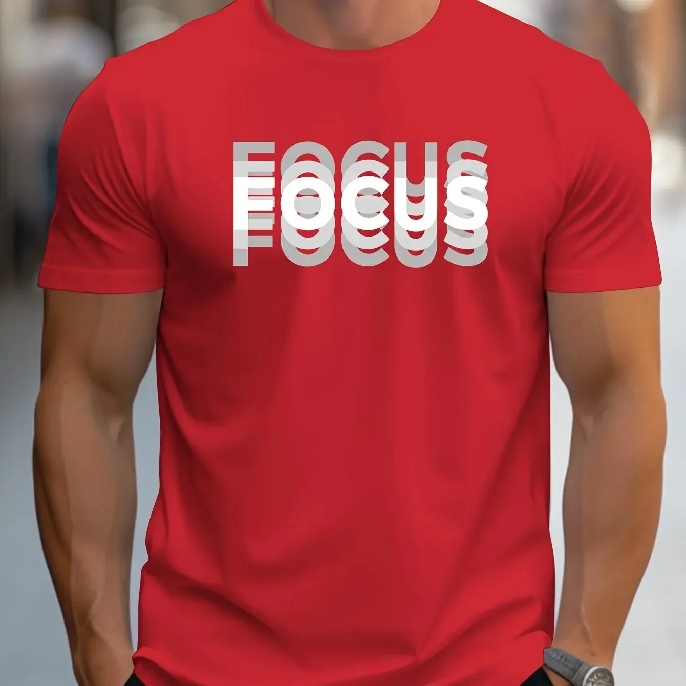 Summer Breathable and Comfortable T-shirt Simple Style Focus Printed Short Sleeve Tees Daily Casual Men's Tops