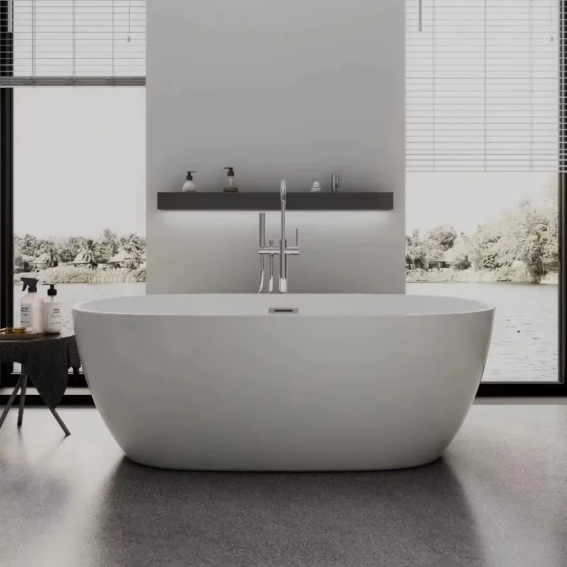 Promotion Price High Quality Acrylic Resin Stone Freestanding Bath Tub Oval Shape Bath Tub
