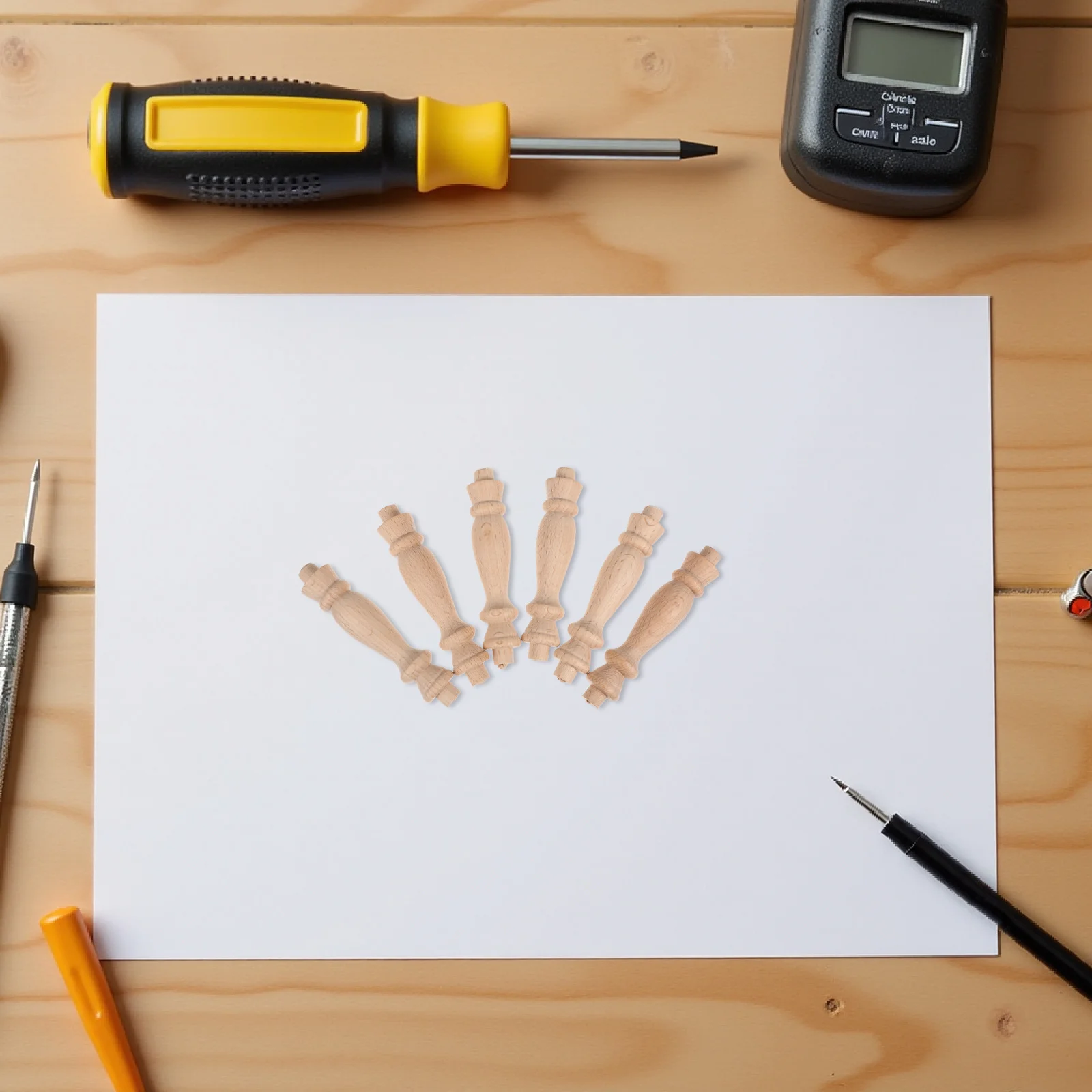 

6pcs Solid Wood Baluster Spindles Unfinished Mini Roman Pillars For Diy Craft Indoor Home Decoration Stair Rail Balustrade Posts