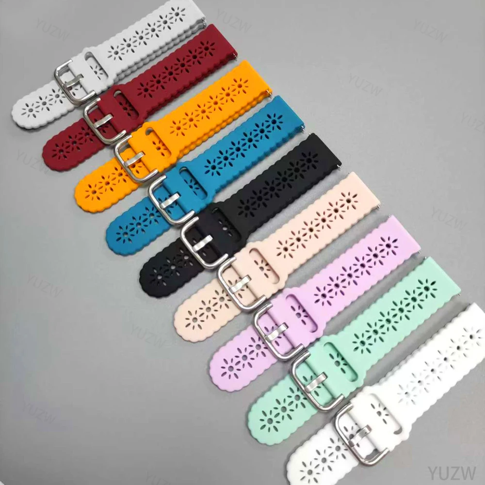 20mm 22mm hole Silicone Band for Samsung Galaxy Watch 7 6 5 4 for Huawei GT5 4 3 GT2 pro bracelet for Garmin Vivoactive 6 strap