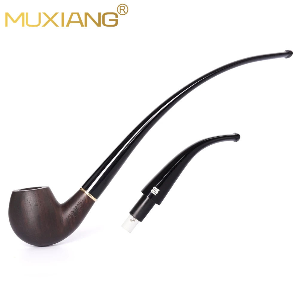 Churchwarden-Tubo de tabaco curvado de vástago largo, accesorio de limpieza, cuerpo de tubería + dos boquillas intercambiables