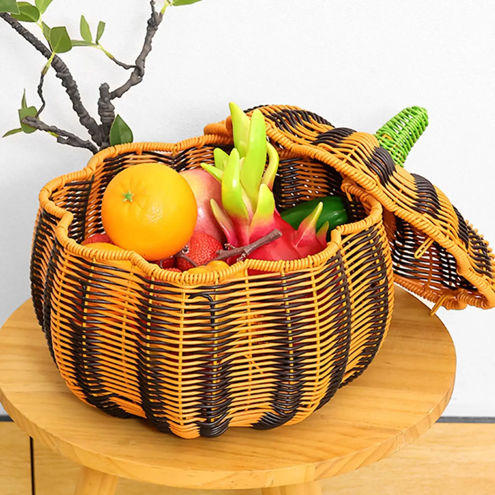 

Pumpkin Storage Basket Countertop Organizer Fun Large Capacity Snack Organizing Picnic Basket for Candy Living Room Adults