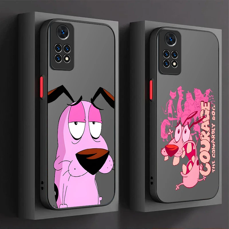 Courages Cowardly Dog Matte Case For Xiaomi Redmi Note 13 12 Pro Plus 4G 5G 12S 11S 11 10 10S 9 9S 8 Redmi 12 13 13C 12C A3 A3X