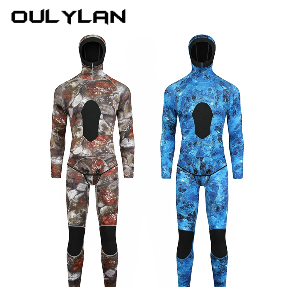 Fashionable 3mm Separate Fish Hunting Suit Male Camouflage Hooded Free Diving Suit Shooting Fish Diving Suit Rescue Keep Warm