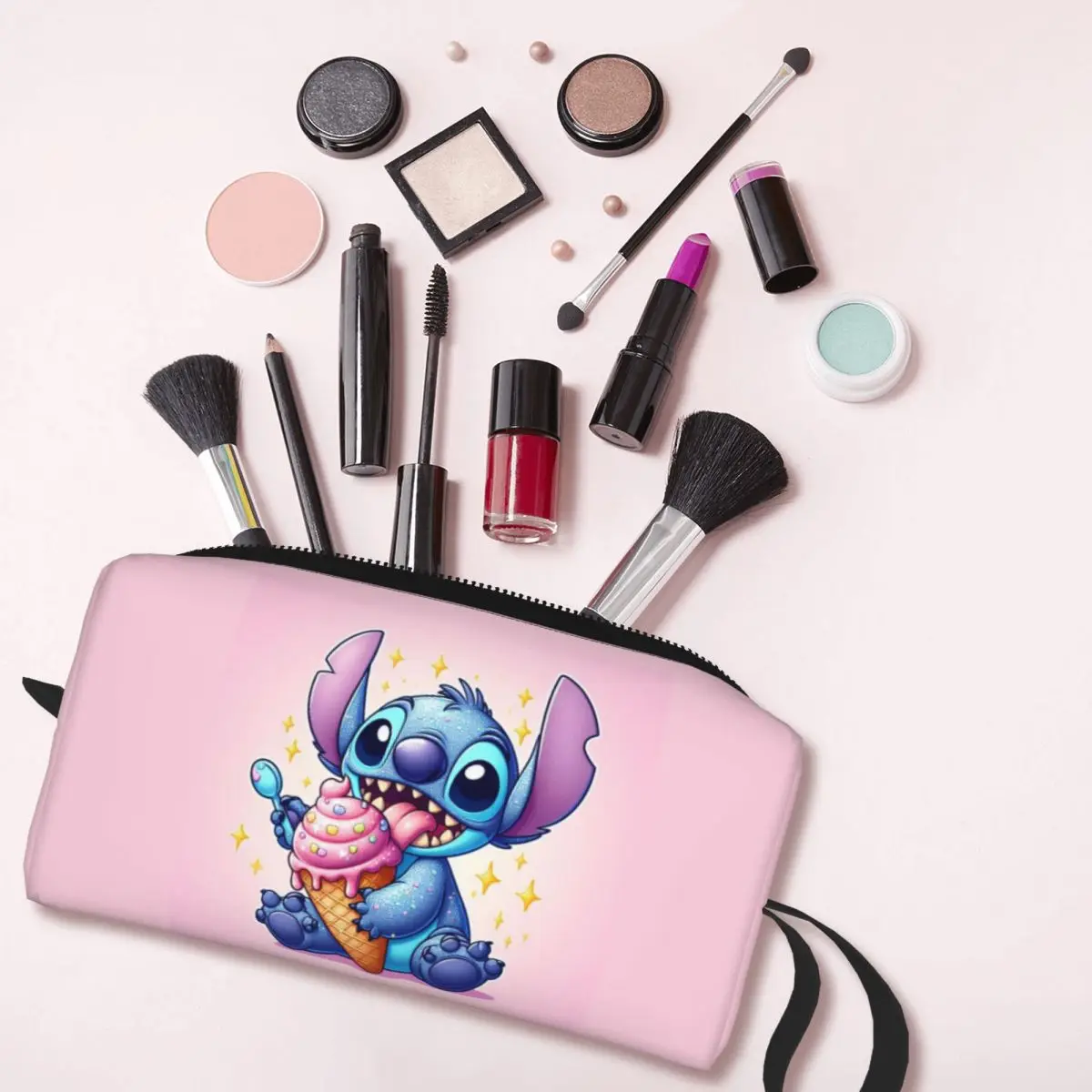 Custom Lilo And Stitch Cosmetic Bag Women Kawaii Big Capacity Cartoon Cute Makeup Case Beauty Storage Toiletry Bags