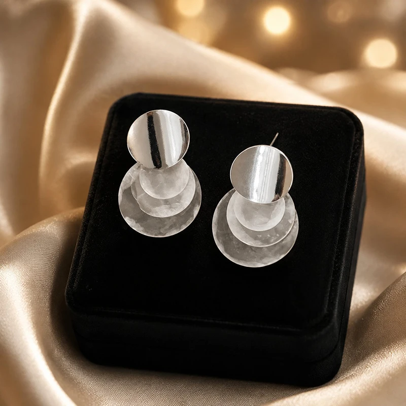 GANPUP Minimalistische Silberfarbene Creolen für Damen, Koreanische Mode, Neuer Ohrschmuck, Geschenk für Party und Urlaub. – Detail 8