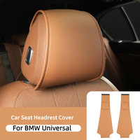 PU Car Seat Headrest Cover For BMW Series 1 2 3 4  5 6 7 G30 G20 F30 F10 X1X2X3X4X5X6X7 Universal Auto Styling Decor Accessories