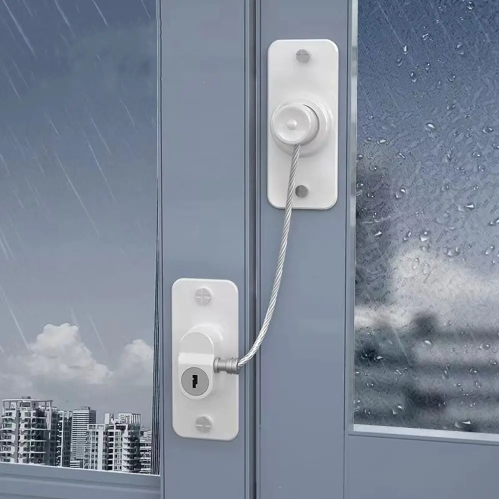 Anti Fall Plastic Windows Lock with Key Children Safety Windows Lock Door Safety Restrictor Cabinet