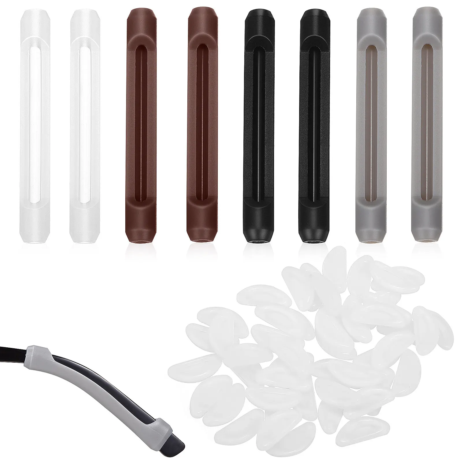 

24Pairs Eye Glasses Nose Pads Silicone Soft D Shaped Cushions Anti Slip Stable for Plate Eyeglasses Sunglasses Optical Frames