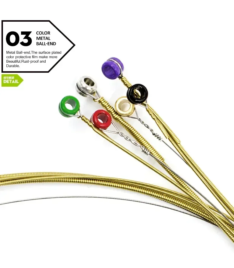 Orphee Akustikgitarren-Saiten TX620/TX630/TX640 X-Serie Kohlenstoffstahl Sechseckige Legierung Messing Folkgitarren-Saiten für Anfänger und Übung – Detail 7