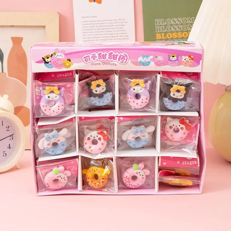 Sanrio Hello Kitty Donut Eraser Learning Rewards Kindergarten Creative Stationery Small Gifts Cute School Supplies Wholesale