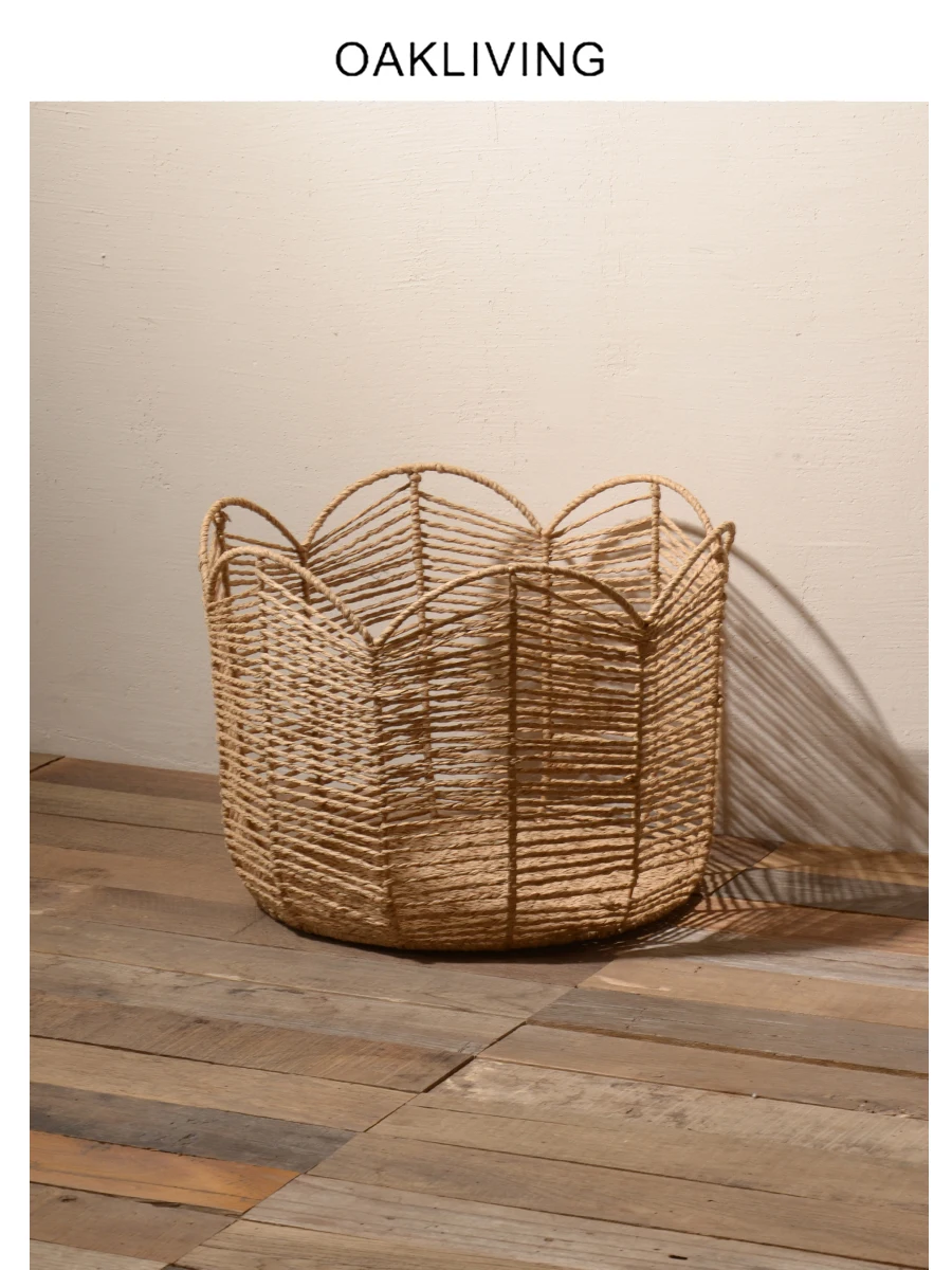 

Простая корзина для белья из бумажной веревки для дома, плетеная, для хранения мелочей, органайзер