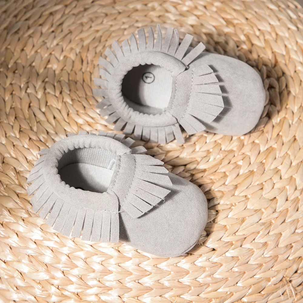 Vintage Quaste Neugeborenen Freizeit schuhe Baby Wanderschuhe Anti-Rutsch-weiche Jungen und Mädchen Schuhe einfarbig ungebundene Slip-On-Schuhe