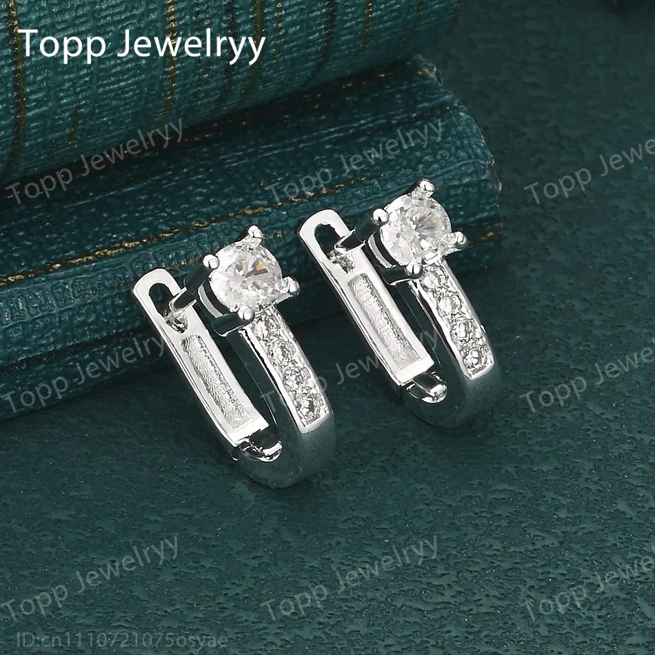 

925 Sterling Silver Exquisite U-Shaped Zirconia Ear Clips - Stylish Women's Wedding Jewelry and Party Gift
