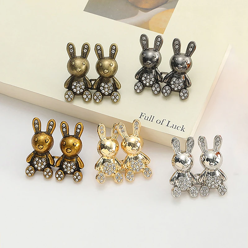 Metal Rhinestone Rabbit Waist Buckle Cute Bunny Adjustable Waist Tightener No Sewing Required Waist Buckle