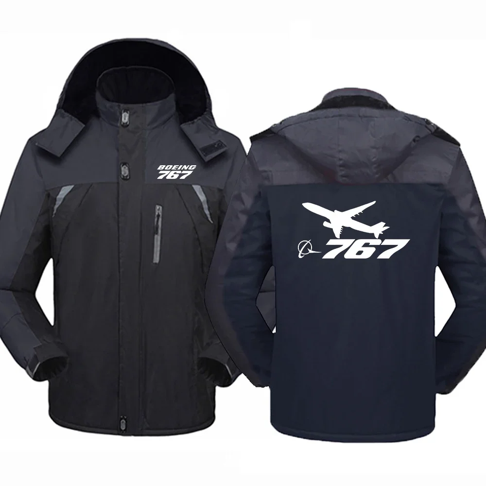 2024 New Boeing 737 767 Printing Men Zipper Jacket Windbreaker Windproof Thicken Outwear Outdoor Sports Man Comfortable Overcoat