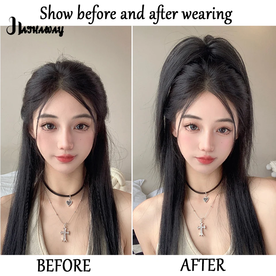 14 Inch Ponytail Long Hair Synthetic Grab Clip Type Half-tie The Hot Girl Chicken Nest Head Waterfall High Ponytail Wig Braid