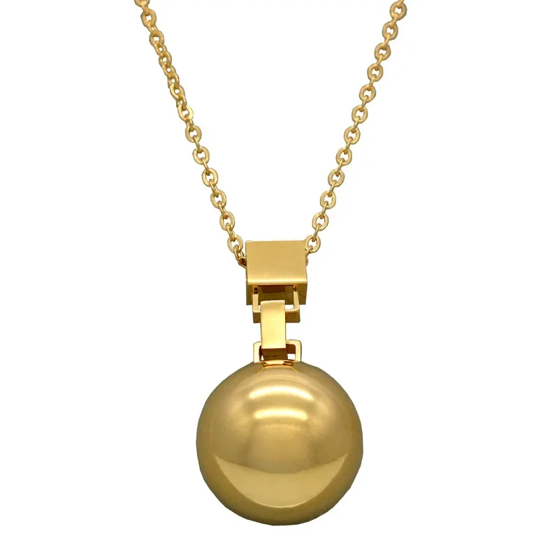 Fashion Women Men Punk Rose Gold Ball Stainless Steel  Cricle Round Big Ball Glaze Pendant Necklace Jewelry