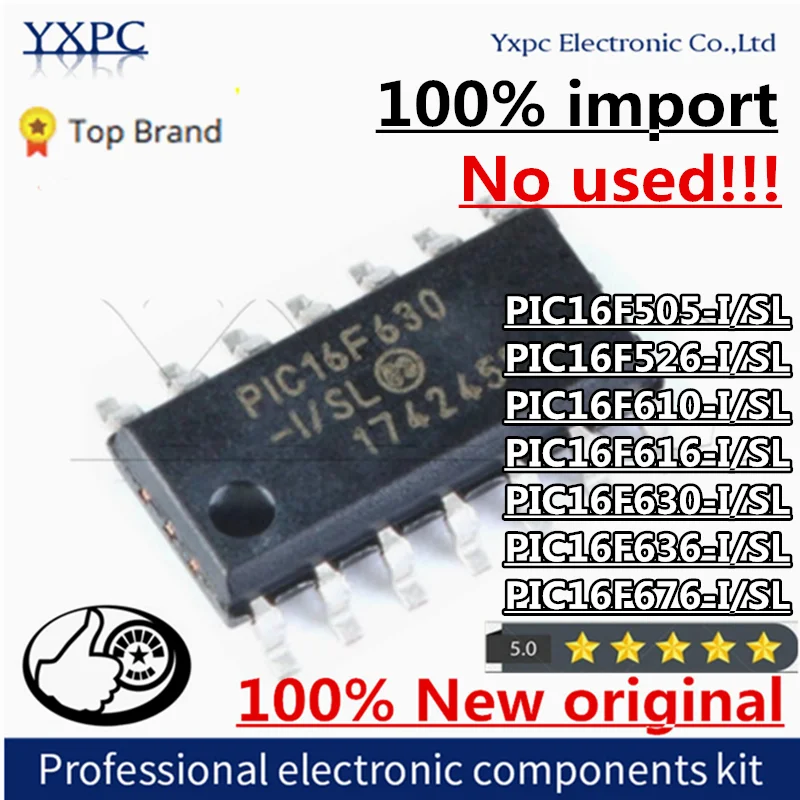 

10pcs New PIC16F505-I/SL PIC16F526-I/SL PIC16F610-I/SL PIC16F616-I/SL PIC16F630-I/SL PIC16F636-I/SL PIC16F676-I/SL SOP-14 Chips