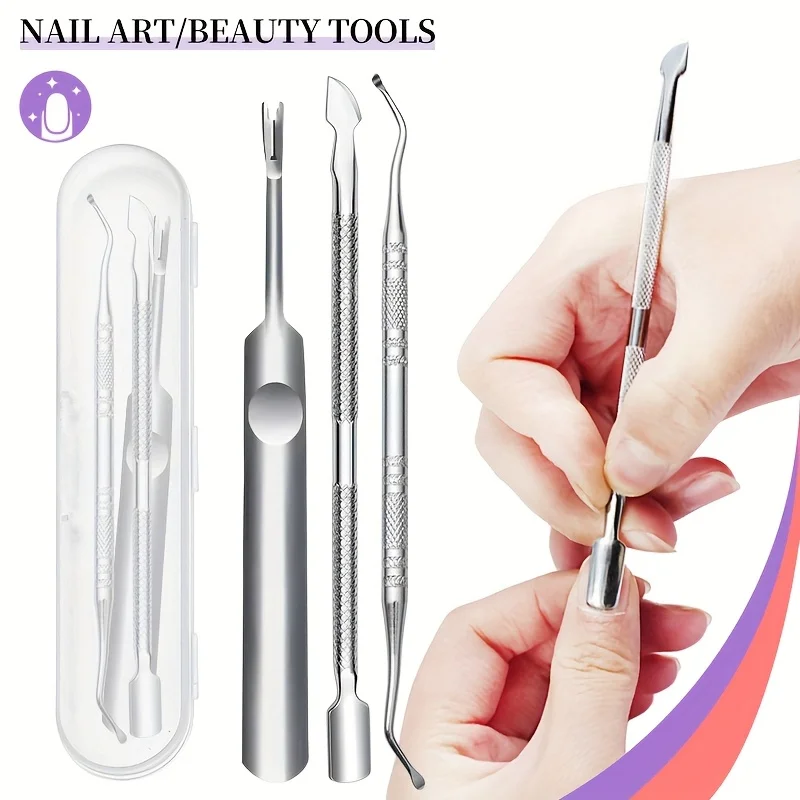 3pcs เจลเล็บชุดเครื่องมือกําจัด Cuticle Pusher,Dual-Ended Dead Light เล็บ Pusher, และเจล Polish Remover สําหรับเล็บ Art