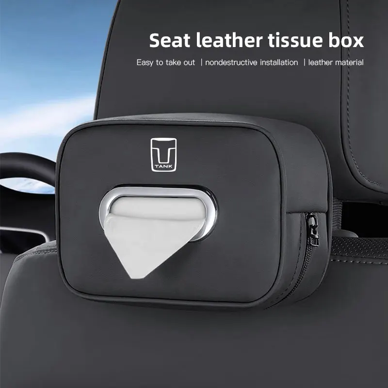Car Tissue Box Car Interior Accessories For Great Wall GWM WEY TANK 300 Tank300 Tank500 Leather Tissue Storage Bag Kleenex Case