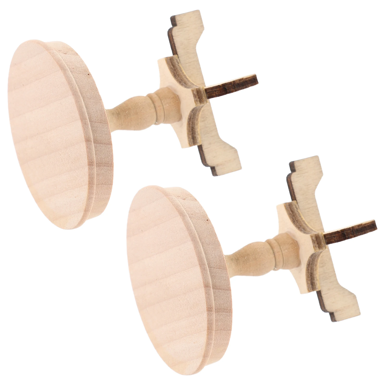 2 Pcs 소형 가구 소형 모델 엔드 테이블 인형 집 책상 나무 커피