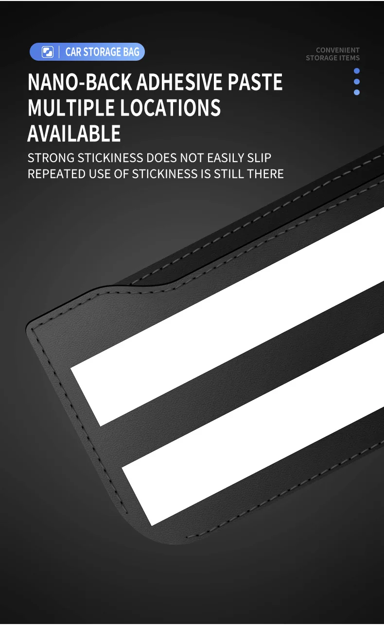 Auto Lagerung Tasche Auto Lagerung Tasche PU Leder Handy Tasche Klebrige Auto Net Tasche Multi-funktion Lagerung Tasche auto Zubehör – Detail 8