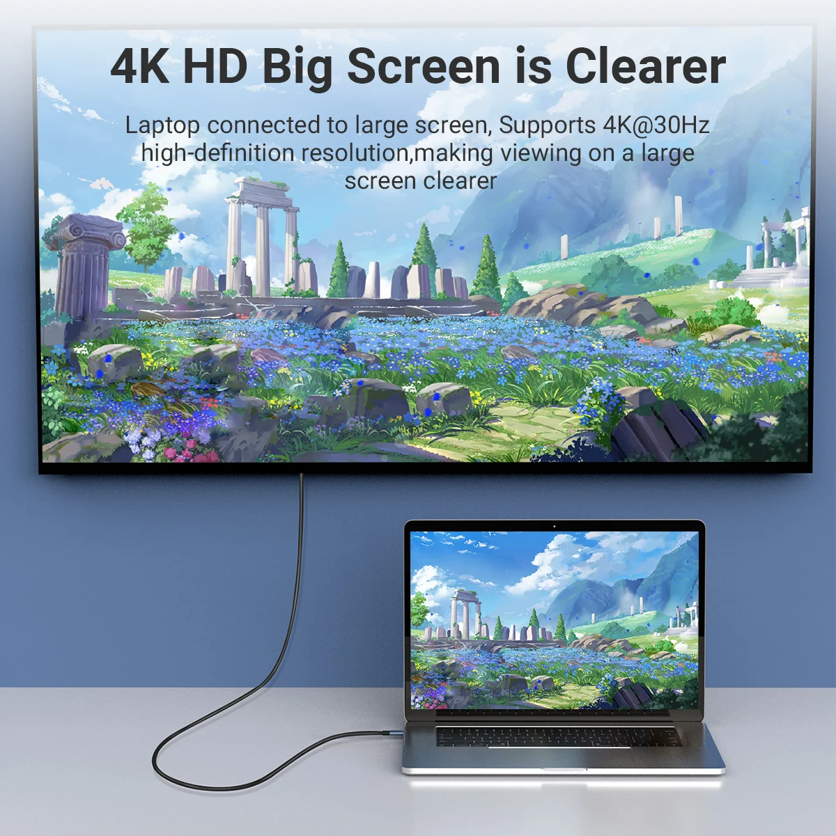 Câble de Conversion vidéo HD 4K 60Hz, sans retard, Type c vers HDMI, pour écran TV, ordinateur, câble en alliage de Projection d'écran de 2 mètres