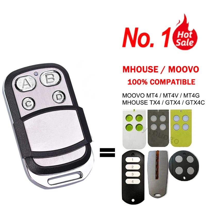 

For MHOUSE GTX4 GTX4C TX4 MOOVO MT4 MT4V MT4G Garage Remote Control 433.92MHz Rolling Code Gate Control Garage Door Command