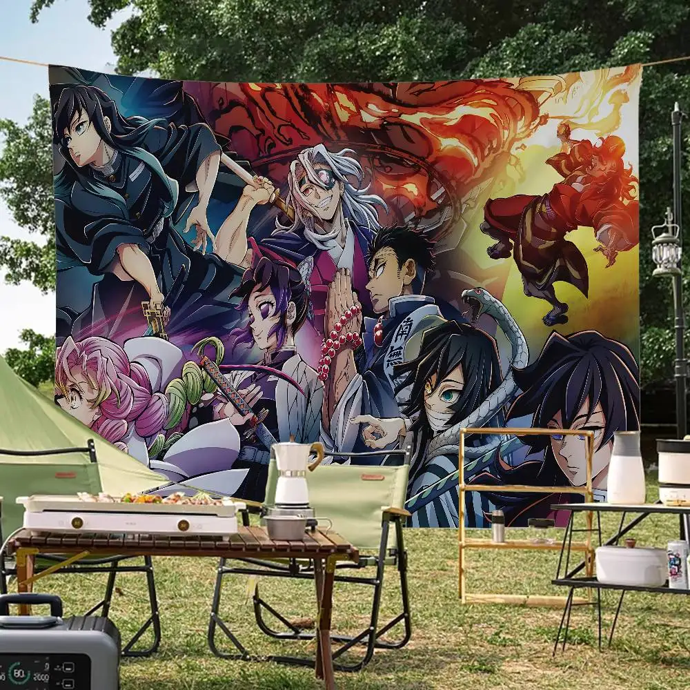 Anime D-Demon S-Slayer Creative Pattern Hanging Flag Polyester Printed Banner Hand Pulled Flag