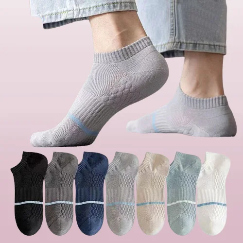 Chaussettes de sport invisibles pour hommes, chaussettes courtes, maille fine, bateau d'affaires, non ald, sans talon, haute qualité, 5/10 paires