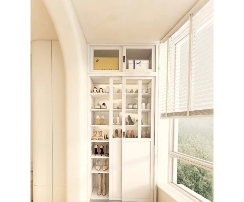 Balcony shoe cabinet storage cabinet all-in-one two-in-one storage cabinet steel dustproof and sun protection shoe rack