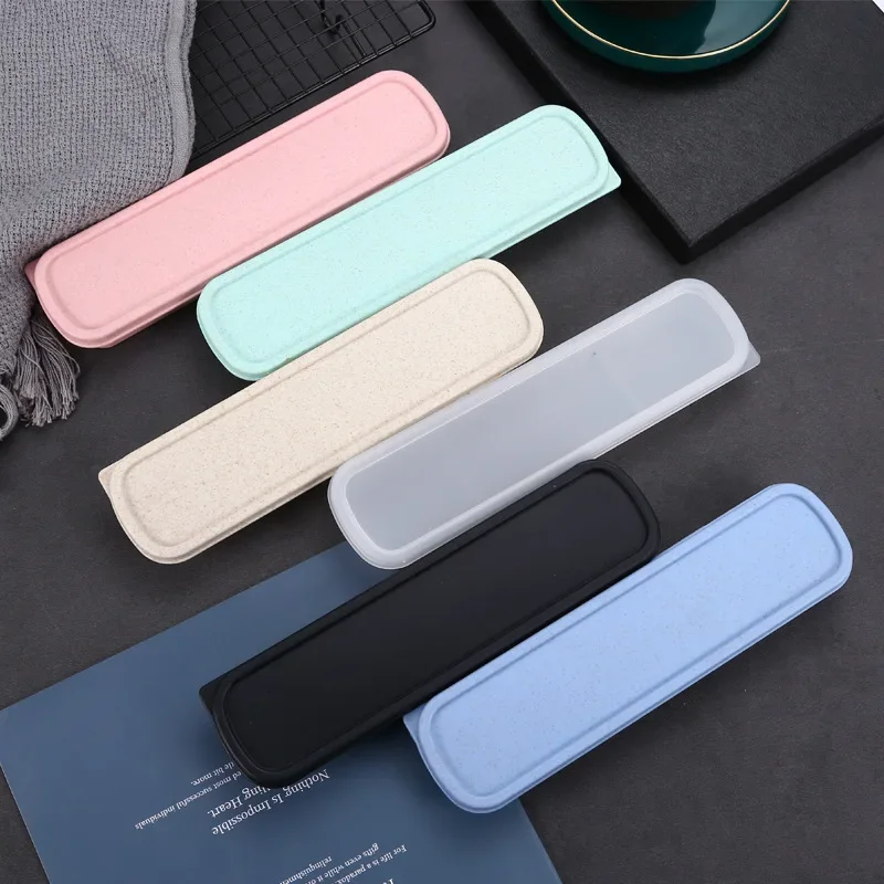 Wheat Straw Storage Box Kitchen Dustproof Spoon Fork Chopsticks Boxes Children Kid Students Travel Portable Tableware Pencil Box