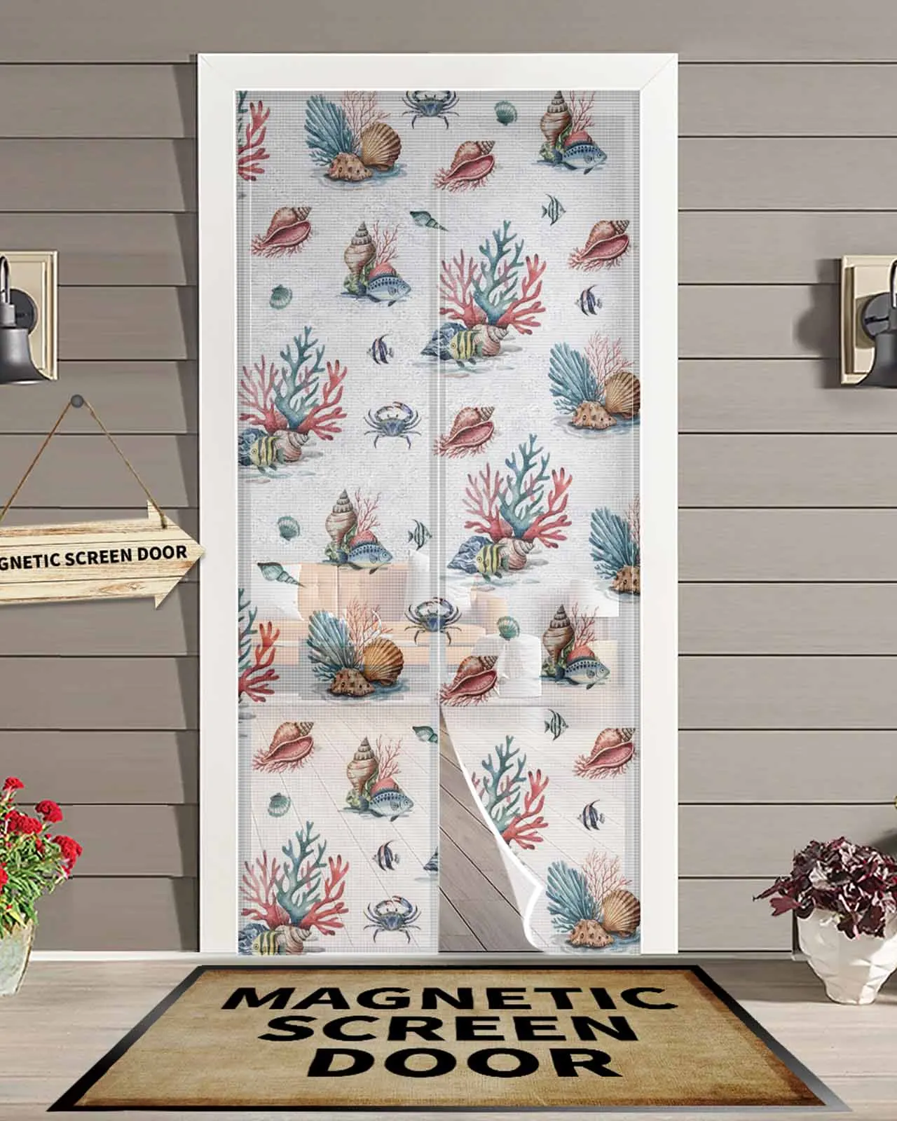

Marine Creature Coral Shell Magnetic Door Curtain Living Room Bedroom Home Anti-mosquito Screen Door Curtain