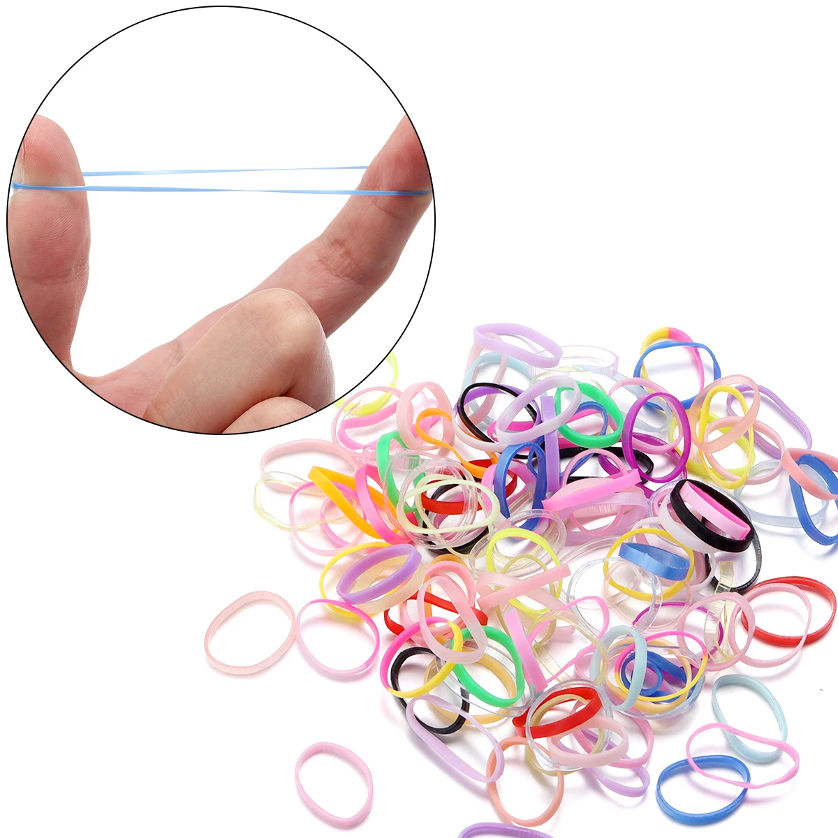 500/1000Pcs Plastic Hair Elastic Rope Colorful Rubber Band For DIY Craft Girl Ponytail Holder Accessories School Office Hair Tie