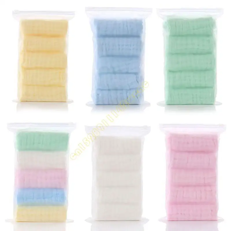 

5pcs/lot Baby Handkerchief Square Face Towel Gauze Baby Bibs Baby Towel Muslin Infant Face Towel Wipe Cloth DXAD