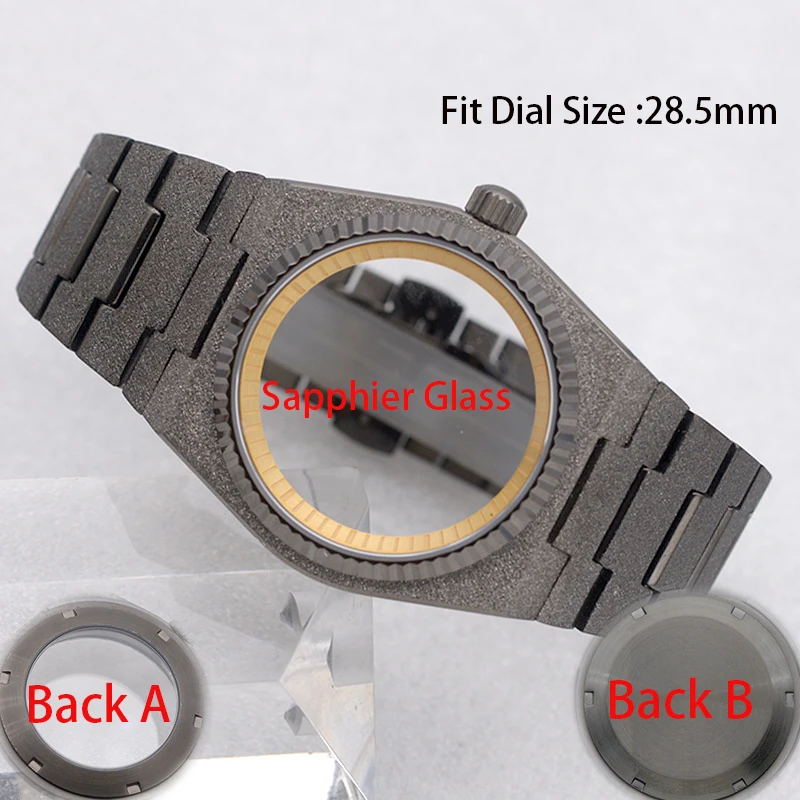 MOD PRX Gun Watch Case Grit Nail Sand Effect  with Sapphire Glass 100M Waterproof Fit NH34 4R35 4R36 NH35 NH36 Case