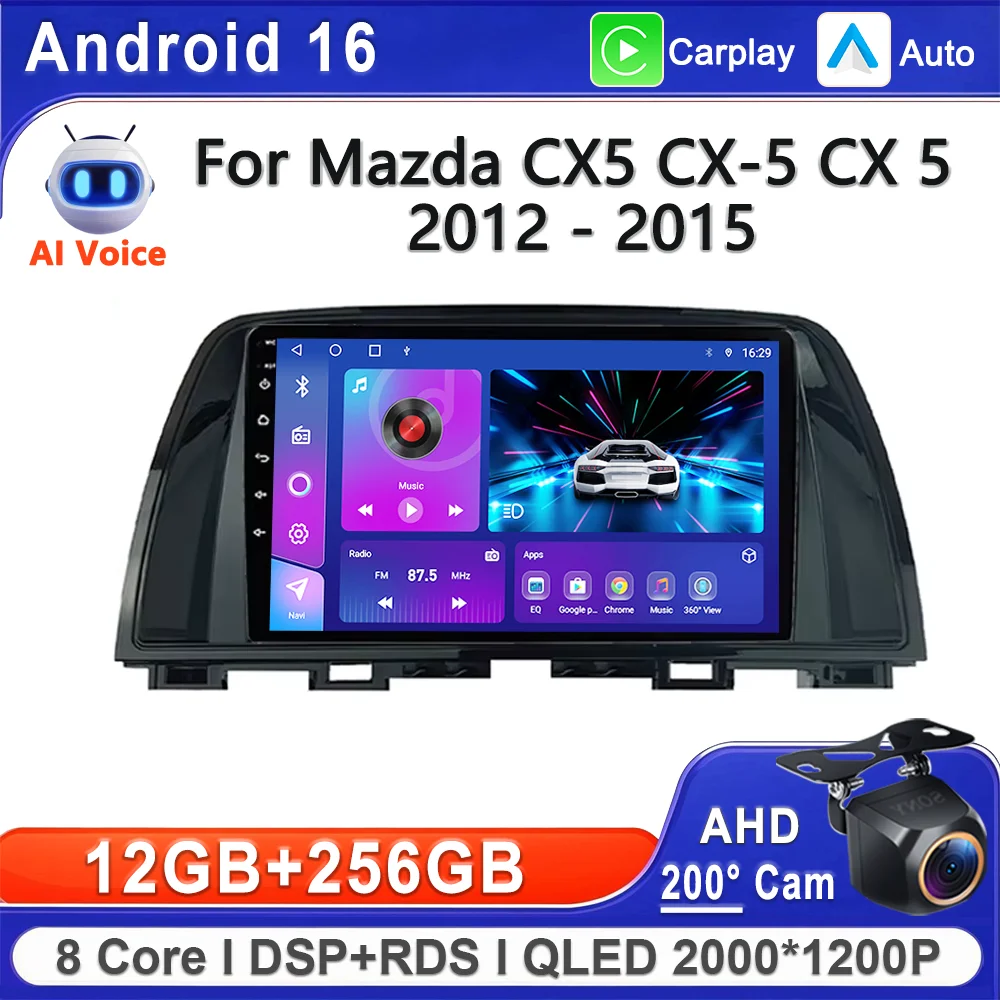 Android 16 2K Incell For Mazda CX5 CX-5 CX 5 2012 - 2015  Plug and Play Stereo Head Unit High-performance CPU