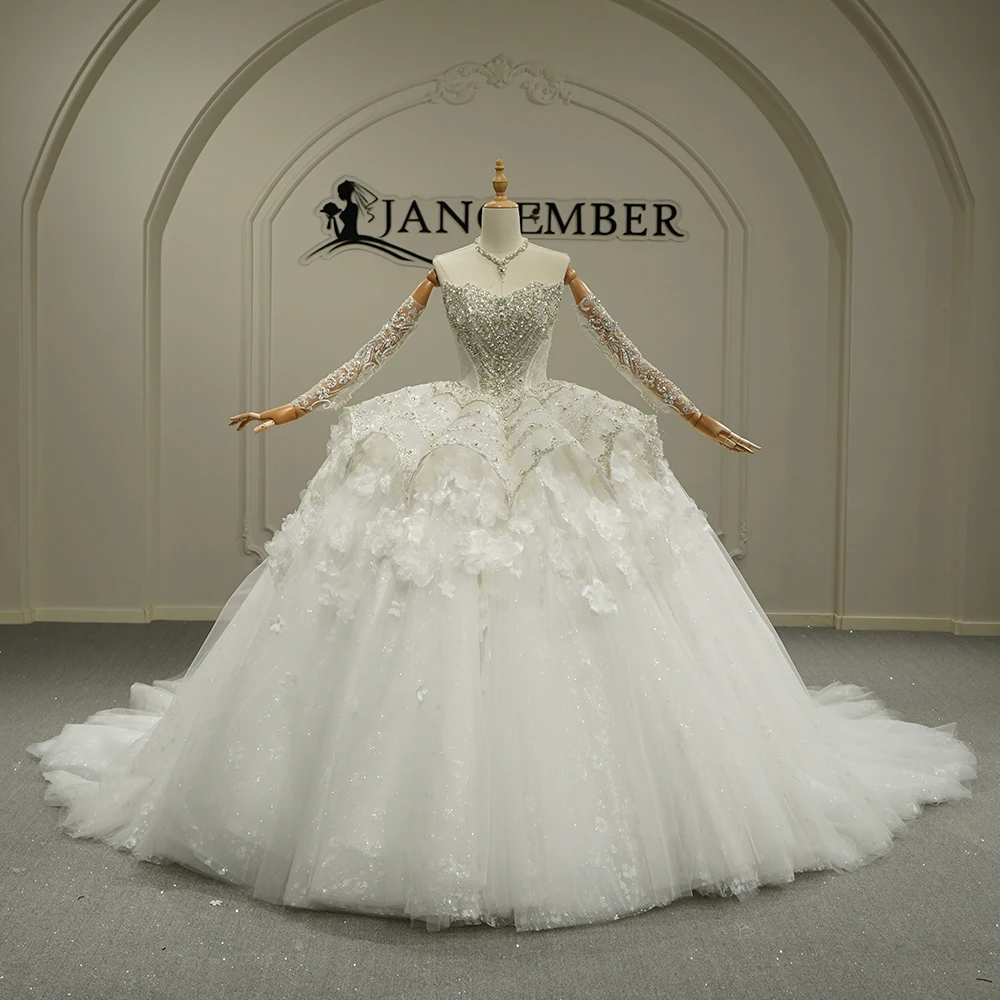 

Свадебное платье с отстегивающимися рукавами, бисерное, в стиле принцесса, с шлейфом, больших размеров, на заказ, vestidos de novia bod