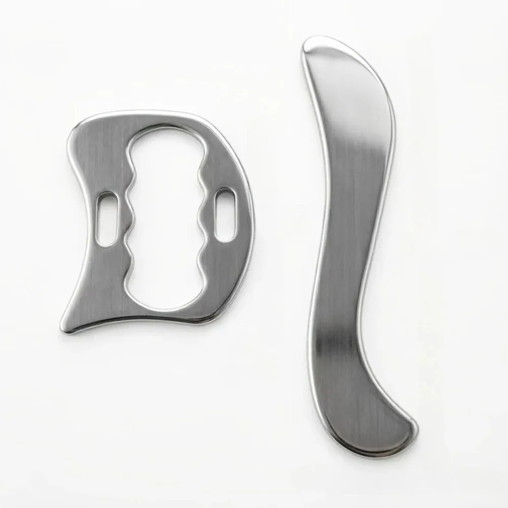 2-teiliges Edelstahl-Faszien-Gua-Sha-Board, Gesichts- und Ganzkörper-Meridian-Entspannungswerkzeug, Tragbares Manuelles Massage-Wellness-Tool – Detail 5