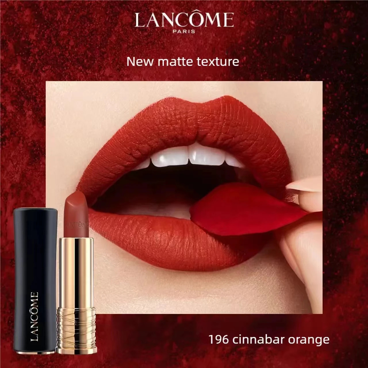 Lancôme L\'Absolu Rouge Drama Matte Lipstick 196, 3.4g,  Moisturizing and Color-Paying