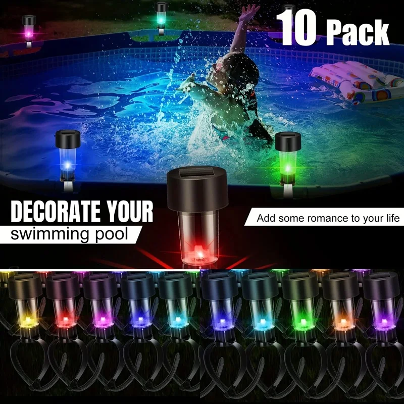 

6 PCS LED Solar Pool Light Frame on the ground for swimming pool outdoor pool fence decorative accessories Waterproof night ligh