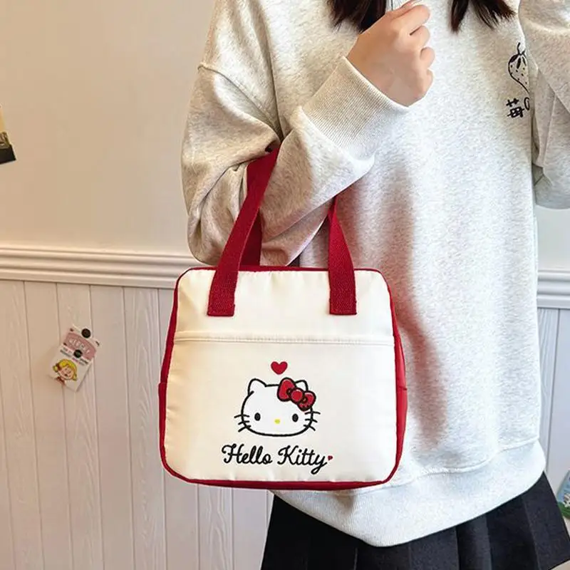 Borsa per il pranzo per studenti Sanrio Hello Kitty Kuromi Office Worker Cartoon Borsa termica Bento portatile impermeabile Picnic Party Kawaii