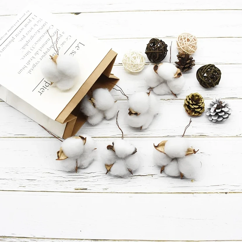 40/80 Pcs Artificial Cotton Ball Holiday Christmas Tree Filler Wreath Wedding Home Room Decoration DIY Gifts Candy Box Accessory