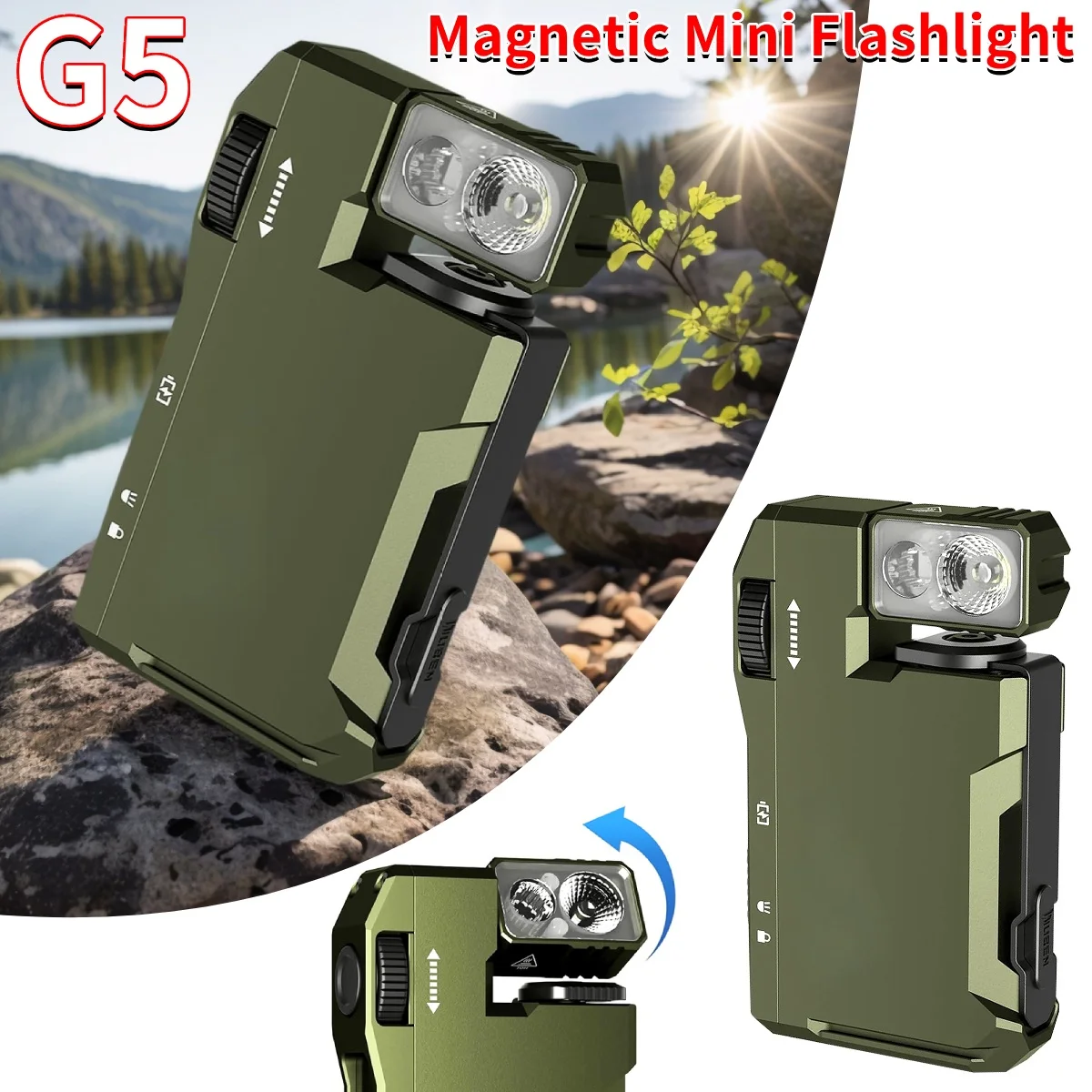 

Portable Flat Pocket Flashlight with RGB Light Mini Flashlight Magnetic Keychain Flashlight for Outdoor Home Emergencies