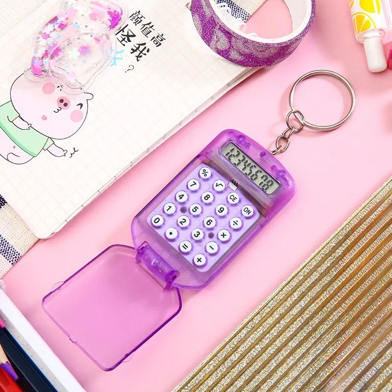 New Portable Mini Flip Calculator Hanging Pendant Keychain Keyring Key Holder Gift Calculadora Kawaii Minipro Calculators